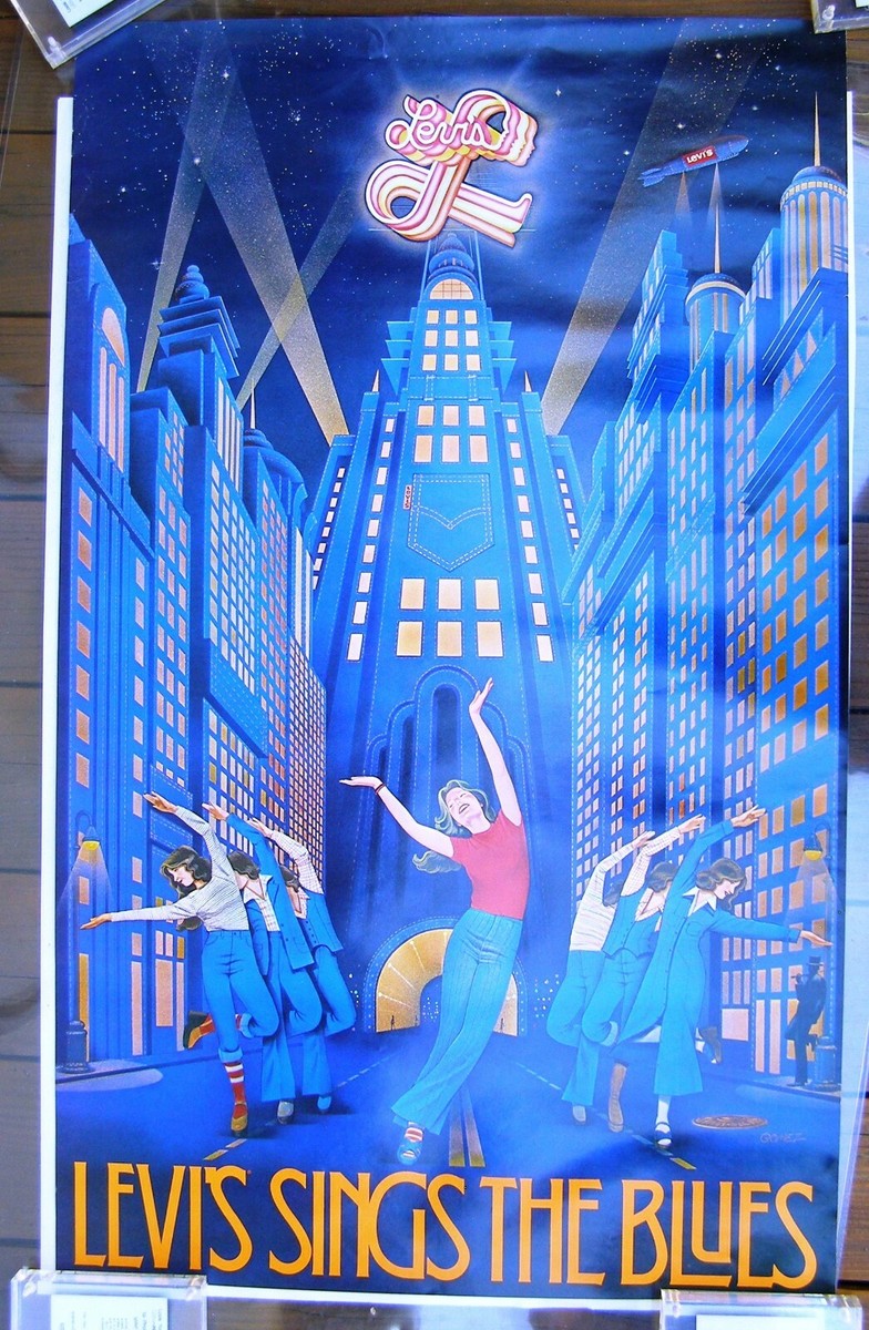 その他 VINTAGE Levi's 70s advertising POSTER Levi'a Jeans Poster, 1970's: Levi's Sings the Blues, art by Gomez