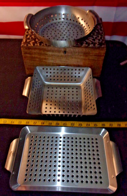 Yukon Glory 3-Piece Grilling Basket Set, Stainless Steel Perforated Grill