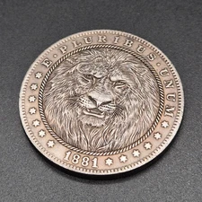 EDC Coin Münze 3,7cm Fidget Löwe Lion Totemtier Totem Mut Stärke König der Tiere