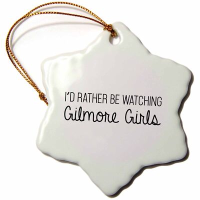3dRose Id Rather Be Watching Gilmore Girls 3 inch Snowflake Porcelain Ornament