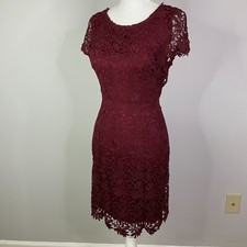 Lulus Mini Dress Womens Size Small Hidden Talent Backless Burgundy Lace