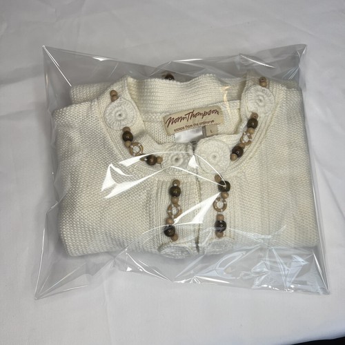 Vintage Norm Thompson Cardigan Sweater Beads Gran Core 90s Ivory Women’s Size L - Picture 19 of 20