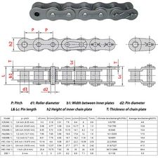 Simplex Roller Chains 04C, 05B, 06B, 06C, 08B, 10A, 12A, 16A Transmission Chain