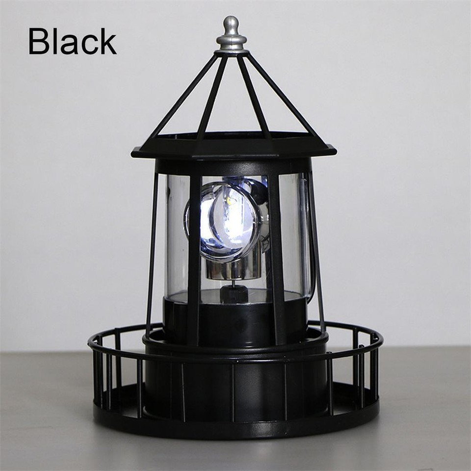Solar Powered LED Rotating Lighthouse Night Light Outdoor Home Garden ...