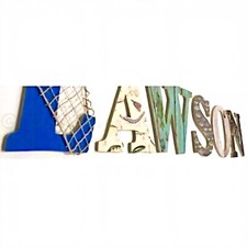 Fishing Themed Wooden Nursery Letters - Custom Signs For Fishing Nursery Kids