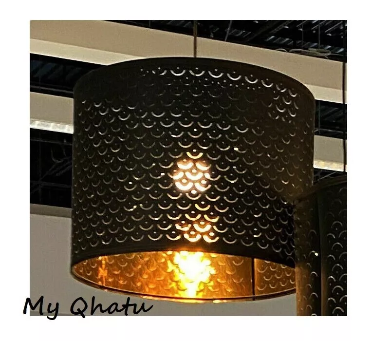 Ikea NYMO Lamp Perforated Shade Black / Brass color 17 New