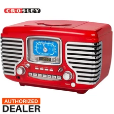 Crosley CR612-RE Red Corsair Retro AM/FM Radio Dual Alarm Clock CD Player