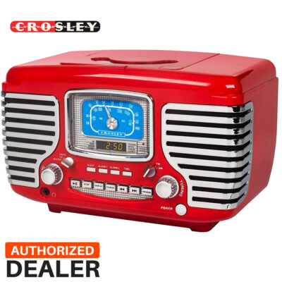 Crosley CR612-RE Red Corsair Retro AM/FM Radio Dual Alarm Clock CD ...