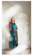 New Handmade Bespoke Kimono Saree Silk Jacket One Size Plus Size Printed Coat