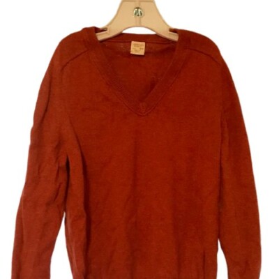 Pull Crewcuts J.Crew Garçon Orange Col V - Coton Cachemire, Taille 4/5 Ans