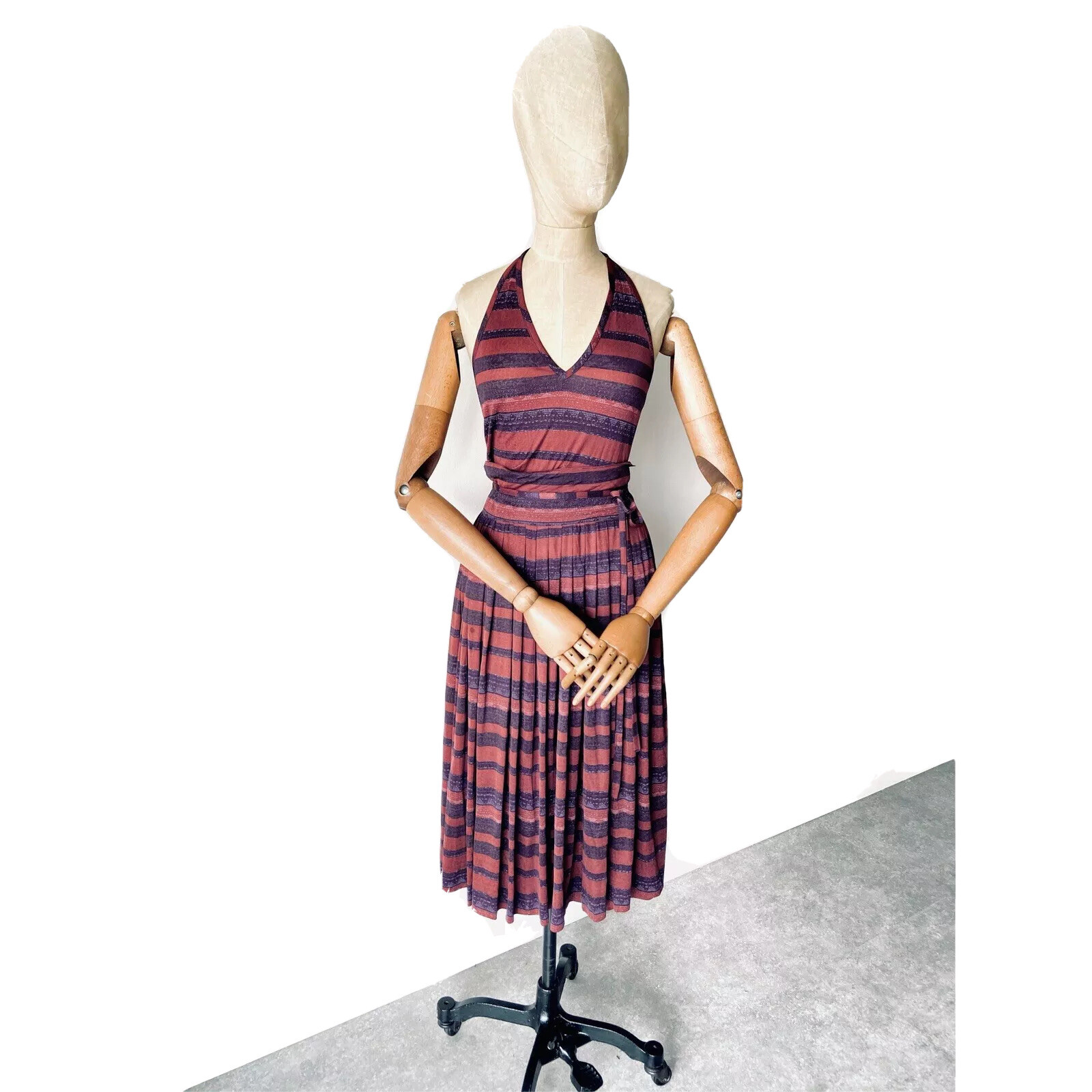 Vintage MISSONI 1970's Orange Label 2 Piece Skirt and Top Set Stretch Silk RARE