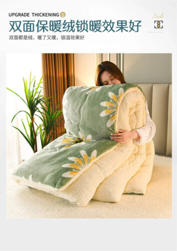 Plaid Super Thick Warm Blankets Winter Autumn Milk Fleece Duvet Thicken Warmth - Picture 21 of 29