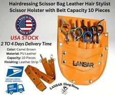 Hairdressing Scissor Bag Leather Hair Stylist Scissor Holster with Belt New