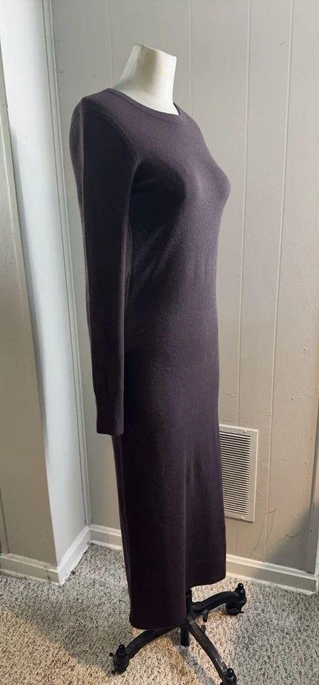 French Connection Women Long Sleeve Side Slit Sweater Midi Dress SZ L Wine - Image 3 of 4
