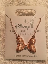 New Disney Parks Minnie Mouse Icon Necklace Rose Gold Swarovski Crystals-NWT