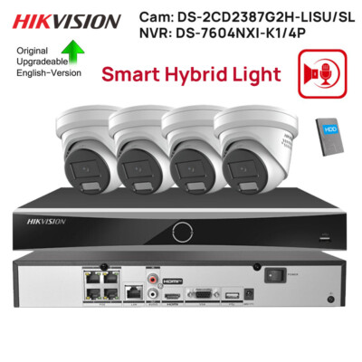 Hikvision 4CH 4K 12MP NVR CCTV System 8MP IP Camera 2-Way Audio ColorVu+IR LOT