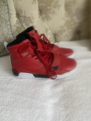 Supra Mens Breaker Sneaker High Top Shoe Size Leather Red
