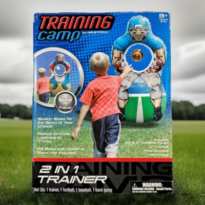 Kids TRAINING CAMP Inflatable 2-In-1 Baseball Football Target Goal Practice Toy
