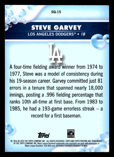2024 Topps Pristine - Squeaky Clean Steve Garvey #SQ-15 - Bild 2 von 2