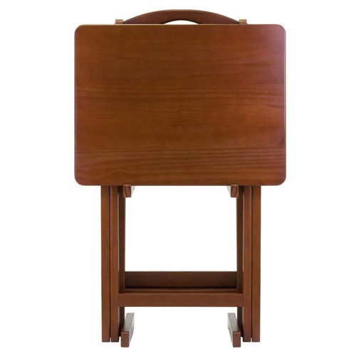 WINSOME WOOD End and Side Tables 19.06" 5-Piece Solid Wood Snack Table Walnut - Picture 5 of 9