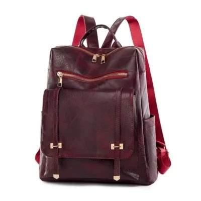 Vintage Women's Leather Backpack Large Capacity Daily Commute & Travel Bag
