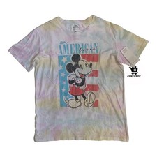Disney Mickey Mouse Men's Size M American Flag Short Sleeve T-Shirt NEW