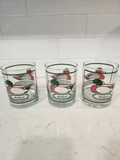 3 Georges Briard Mallard Green Winged Teal Duck Old Fashioned Cocktail Glasses