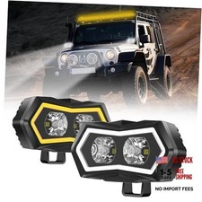 4 Inch LED Pod Lights with Amber/White DRL Offroad Driving Super Bright 2 Pack