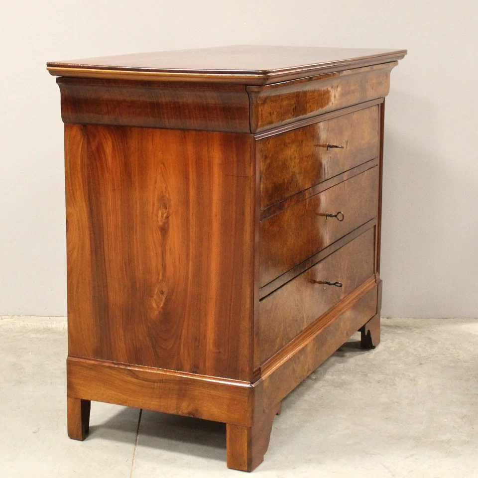 Commode d'époque Louis Philippe - en noyer - 19ème siècle - Photo 3/4