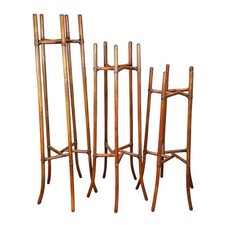 VINTAGE McGuire Bamboo Rattan Plant Stands Complete Set of 3 Mid Century Modern