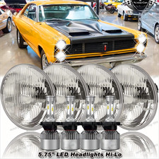4pcs 5.75 Round Led Headlights Hilo For Mercury Cougar 1967-76 Monterey Comet 4pcs 5.75 Round Led Headlights Hilo For Mercury Cougar 1967-76 Monterey Comet