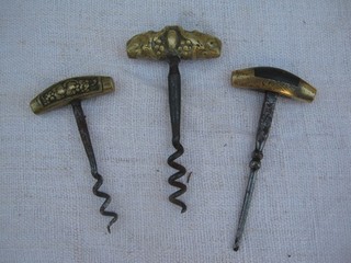 3 tire bouchons poignées bronze. Corkscrew cavatappi sacacorchos korkenzieher