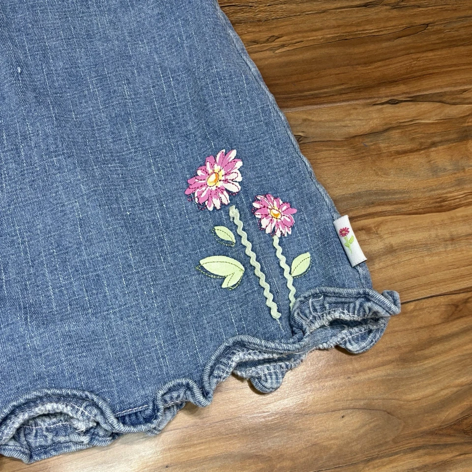 Vestido Vaquero Azul Vintage Y2K Bordado Flores Volantes Retro Cherokee Bebé 3M Foto 4 de 4