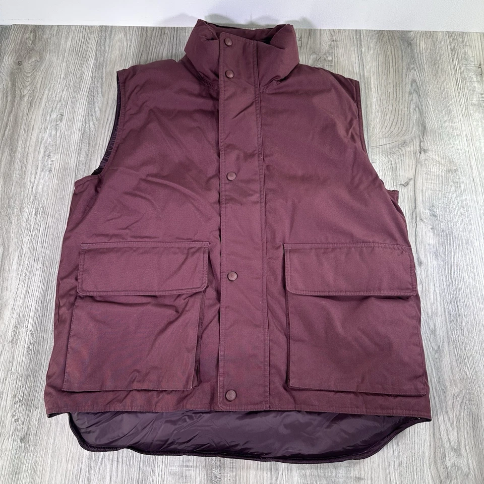 Cabelas Down Puffer Vest Mens Medium Northern Goose Down Maroon Outdoor Warm - Image 2 of 4