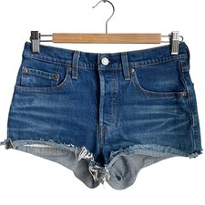 LEVI'S 501 High Rise Cut Off Denim Jean Shorty Shorts SZ 26 Festival Daisy Dukes