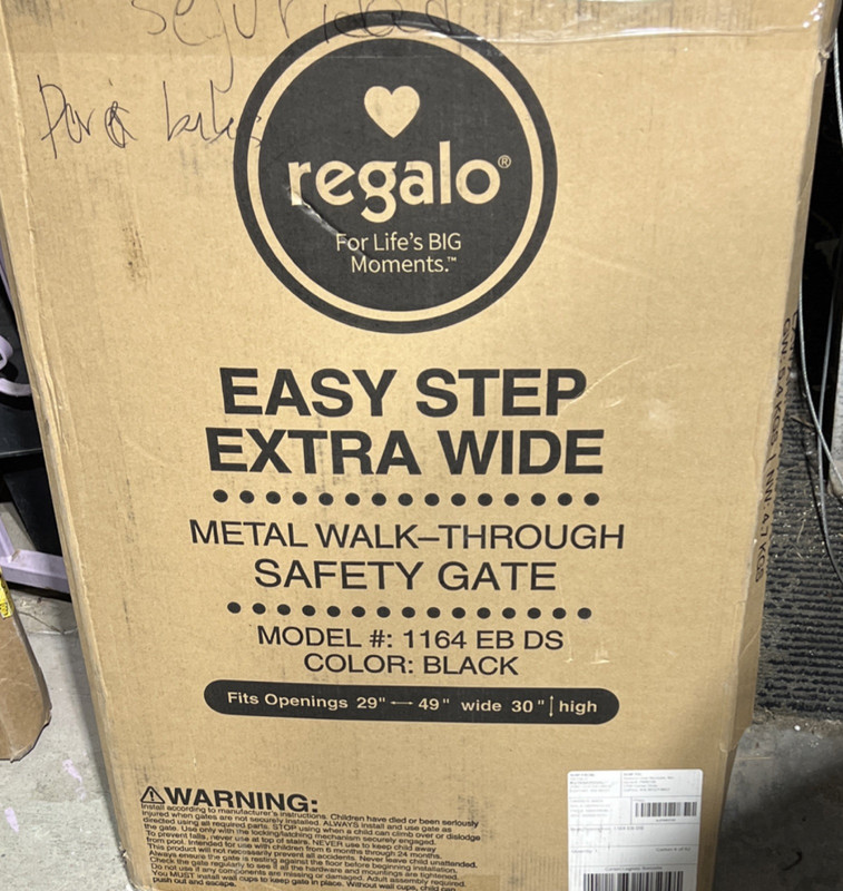 Regalo Safety Gate 1164 EB DS, Metal Walk-Through, 29"-49" x 30", Black