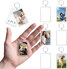 Personalized Custom Picture Frame Keychain 6PCS Acrylic Clear Rectangle...
