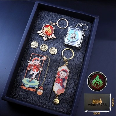 Genshin Impact Game Theme Gift Box Bookmarks Furina Raiden Shogun Pendant Set