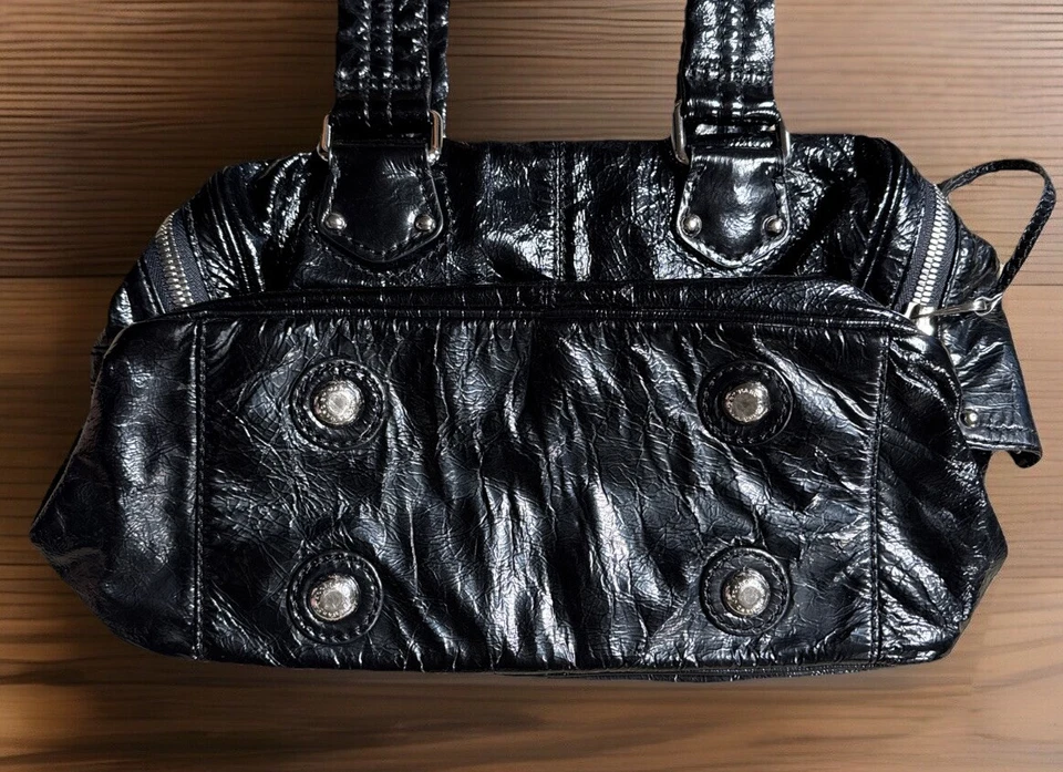 Винтажный ~ Y2K ~ MARC BY MARC JACOBS пухлый тостер черный лакированная кожа наплечная сумка - Изображение 3 из 4