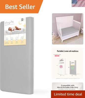 Snuggles Portable Baby Crib Mattress 38 L x 24 W x 3 H - Safe Sleep Certified