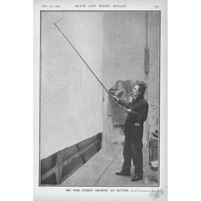 THEATER Mr Fred Geschichte Zeichnung eines Umrisses - antiker Druck 1901