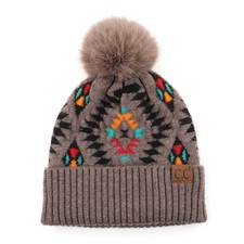 C.C Fur Pom Winter Fall Trendy Chunky Stretchy Cable Knit Beanie Hat