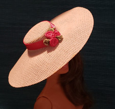 Barbie Garden Hat Straw Wide Brim Sun Derby Fashion Accessory Ribbon Rose