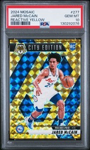 2024-25 Panini Mosaic Jared McCain #277 City Edition Reactive Yellow RC PSA 10
