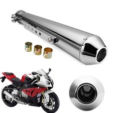 17.5'' Motorrad Cafe Racer Auspuff Auspuffanlage Endrohr & Halterung Silber
