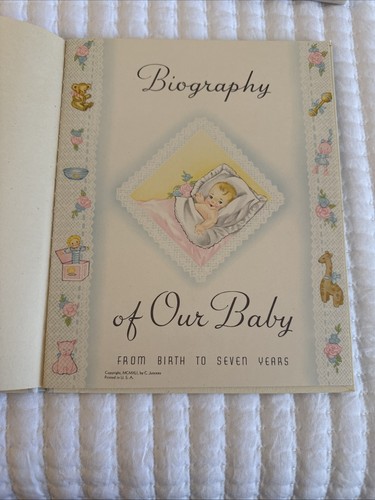 Vtg Baby Memory Book "Biography of Our Baby" Record Book Unused w/Box Sanitoy