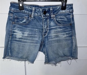 American Eagle Distressed Denim Cutoff Shorts Womens Size 4 Stretch Raw Hem