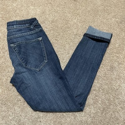 Vigoss Jeans Womens 24x25 Blue The Thompson Tomboy Distressed Cuffed Ankle Slim