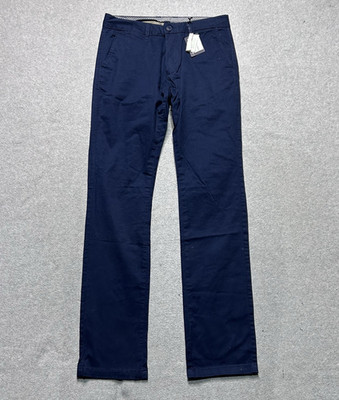 Dan John Pants Mens 30 X 32 Navy Blue Chino Straight Leg Trouser Stretch