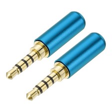 2Pcs 3.5mm 4 Pole Replacement Repair Plug Jack, Stereo Male Plug, Blue